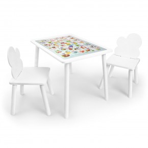Детский комплект стол и два стула Облачко Rolti Baby с накладкой Алфавит (белая столешница/белое сиденье/белые ножки) в Соликамске - solikamsk.ok-mebel.com | фото