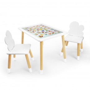 Детский комплект стол и два стула Облачко Rolti Baby с накладкой Алфавит (белая столешница/белое сиденье/береза ножки) в Соликамске - solikamsk.ok-mebel.com | фото