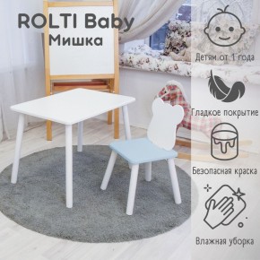 Детский комплект стол и стул «Мишка» Rolti Baby  (голубая столешница/голубое сиденье/белые ножки) в Соликамске - solikamsk.ok-mebel.com | фото 1