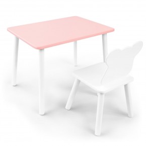 Детский комплект стол и стул «Мишка» Rolti Baby (розовый/белый, массив березы/мдф) в Соликамске - solikamsk.ok-mebel.com | фото 1