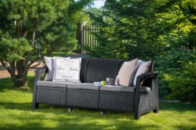 Диван пластиковый Корфу Макс (Corfu love seat max) графит в Соликамске - solikamsk.ok-mebel.com | фото 2