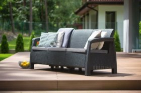 Диван пластиковый Корфу Макс (Corfu love seat max) графит в Соликамске - solikamsk.ok-mebel.com | фото 3
