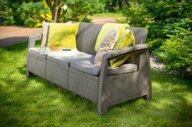 Диван пластиковый Корфу Макс (Corfu love seat max) капучино - песок в Соликамске - solikamsk.ok-mebel.com | фото 4