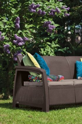 Диван пластиковый Корфу Макс (Corfu love seat max) коричневый в Соликамске - solikamsk.ok-mebel.com | фото 2