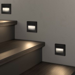 DK3050-BK Светильник встраиваемый в стену, IP 20, LED 3000, 1 Вт, черный пластик в Соликамске - solikamsk.ok-mebel.com | фото 3
