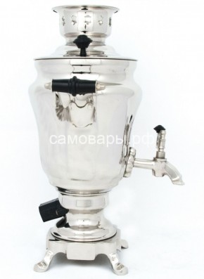 Электрический самовар из латуни никелированный на 1,5 литра форма "Тюльпан" с защитой от выкипания в Соликамске - solikamsk.ok-mebel.com | фото 3