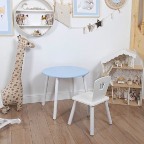 Комплект детский стол КРУГЛЫЙ и стул КОРОНА ROLTI Baby (голубая столешница/белое сиденье/белые ножки) в Соликамске - solikamsk.ok-mebel.com | фото 3