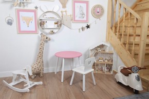 Комплект детский стол КРУГЛЫЙ и стул КОРОНА ROLTI Baby (розовая столешница/белое сиденье/белые ножки) в Соликамске - solikamsk.ok-mebel.com | фото 2