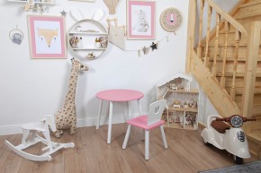 Комплект детский стол КРУГЛЫЙ и стул КОРОНА ROLTI Baby (розовая столешница/розовое сиденье/белые ножки) в Соликамске - solikamsk.ok-mebel.com | фото 2