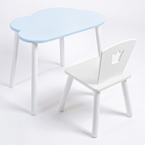 Комплект детский стол ОБЛАЧКО и стул КОРОНА ROLTI Baby (голубая  столешница/белое сиденье/белые ножки) в Соликамске - solikamsk.ok-mebel.com | фото