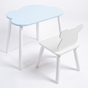 Комплект детский стол ОБЛАЧКО и стул МИШКА ROLTI Baby (голубая столешница/белое сиденье/белые ножки) в Соликамске - solikamsk.ok-mebel.com | фото 1