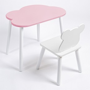 Комплект детский стол ОБЛАЧКО и стул МИШКА ROLTI Baby (розовая столешница/белое сиденье/белые ножки) в Соликамске - solikamsk.ok-mebel.com | фото 1