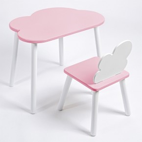 Комплект детский стол ОБЛАЧКО и стул ОБЛАЧКО ROLTI Baby (розовая столешница/розовое сиденье/белые ножки) в Соликамске - solikamsk.ok-mebel.com | фото
