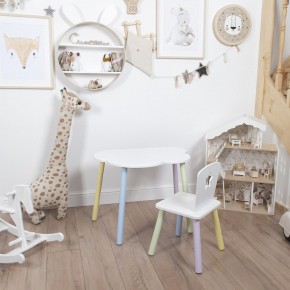 Комплект детский стол ОБЛАЧКО и стул ЗВЕЗДА ROLTI Baby (белая столешница/белое сиденье/цветные ножки) в Соликамске - solikamsk.ok-mebel.com | фото