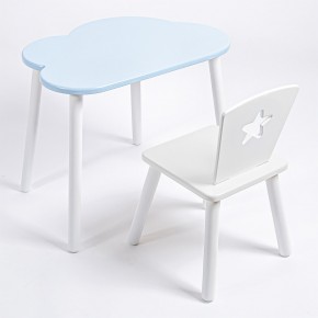 Комплект детский стол ОБЛАЧКО и стул ЗВЕЗДА ROLTI Baby (голубая столешница/белое сиденье/белые ножки) в Соликамске - solikamsk.ok-mebel.com | фото 1