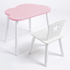 Комплект детский стол ОБЛАЧКО и стул ЗВЕЗДА ROLTI Baby (розовая столешница/белое сиденье/белые ножки) в Соликамске - solikamsk.ok-mebel.com | фото