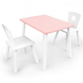 Комплект детской мебели стол и два стула Корона  (Розовый/Белый/Белый) в Соликамске - solikamsk.ok-mebel.com | фото 1