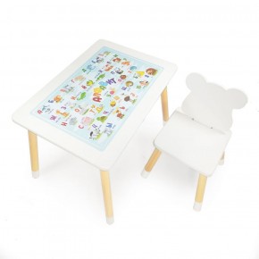 Комплект детской мебели стол и стул Мишутка с накладкой Алфавит (Белый/Белый/Береза) в Соликамске - solikamsk.ok-mebel.com | фото 2