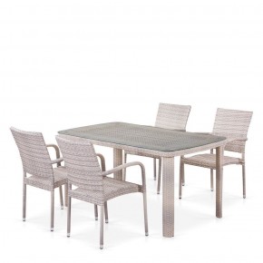 Комплект плетеной мебели T256C/Y376C-W85 Latte (4+1) + подушки на стульях в Соликамске - solikamsk.ok-mebel.com | фото 1