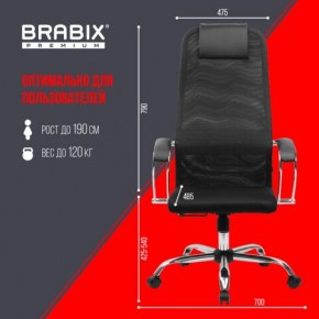 Кресло BRABIX PREMIUM "Ultimate EX-800" хром, плотная двойная сетка Х2, черное, 532911 в Соликамске - solikamsk.ok-mebel.com | фото 6