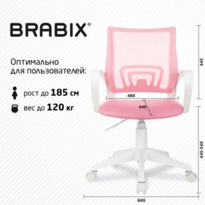 Кресло BRABIX "Fly MG-396W", с подлокотниками, пластик белый, сетка, розовое, 533008 в Соликамске - solikamsk.ok-mebel.com | фото 5