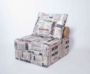 Кресло-кровать-пуф бескаркасное Прайм (Газета) в Соликамске - solikamsk.ok-mebel.com | фото