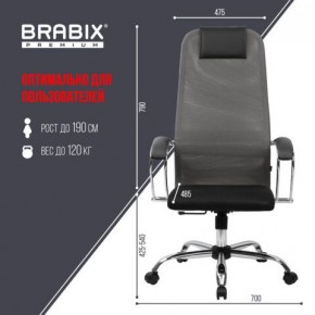 Кресло офисное BRABIX PREMIUM "Ultimate EX-800" хром, плотная двойная сетка Х2, черное/серое, 532912 в Соликамске - solikamsk.ok-mebel.com | фото 3