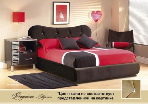 Кровать 1400 Феодосия со стразами в к/з "Классик 307 коричневый" серия Норма (+основание на опорах) в Соликамске - solikamsk.ok-mebel.com | фото