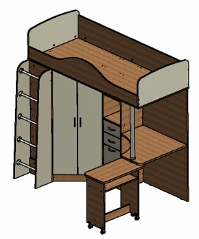 Кровать-чердак "Теремок-1" Дуб молочный/Голубой в Соликамске - solikamsk.ok-mebel.com | фото 3