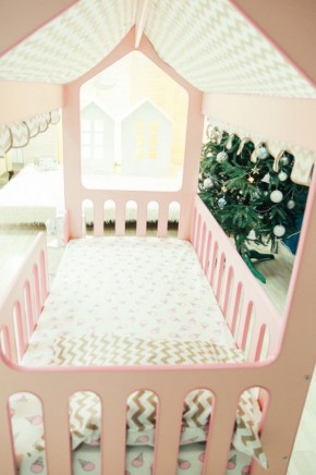 Кровать-домик без ящика 800*1600 (Розовый) в Соликамске - solikamsk.ok-mebel.com | фото 3