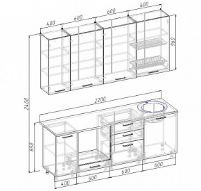 Кухонный гарнитур Антрацит 2200 h950 (Стол. 38мм) в Соликамске - solikamsk.ok-mebel.com | фото 3