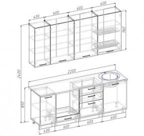 Кухонный гарнитур Жемчуг 2200 h950 (Стол. 38мм) в Соликамске - solikamsk.ok-mebel.com | фото 2
