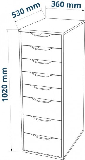 S01415 Ингар 8 комод 36x102x53, серо-бирюзовый в Соликамске - solikamsk.ok-mebel.com | фото