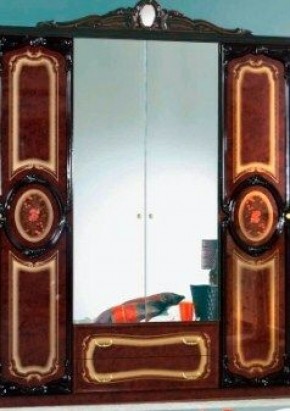 Шкаф 4-х дверный с зеркалами (01.144) Роза (могано) в Соликамске - solikamsk.ok-mebel.com | фото