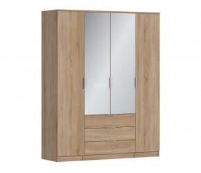 Шкаф 4х дверный с зеркалами Николь СБ-2595/1 (Дуб Сонома) в Соликамске - solikamsk.ok-mebel.com | фото
