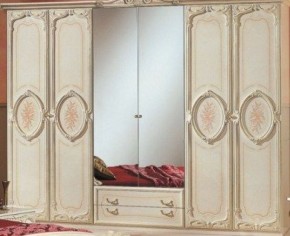 Шкаф 6-и дверный с зеркалами (01.146) Роза (беж) в Соликамске - solikamsk.ok-mebel.com | фото