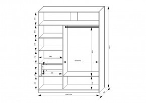 Шкаф-купе 1500 серии NEW CLASSIC K2+K2+B2+PL2(2 ящика+1 штанга+1 полка) профиль «Капучино» в Соликамске - solikamsk.ok-mebel.com | фото 3