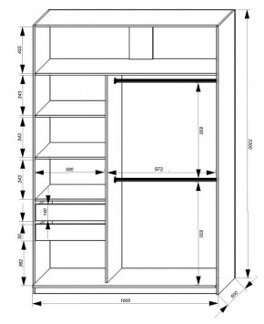 Шкаф-купе 1600 серии SOFT D8+D2+B2+PL4 (2 ящика+F обр.штанга) профиль «Графит» в Соликамске - solikamsk.ok-mebel.com | фото 2