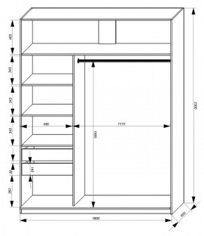 Шкаф-купе 1800 серии SOFT D1+D3+B2+PL1 (2 ящика+1штанга) профиль «Графит» в Соликамске - solikamsk.ok-mebel.com | фото 3