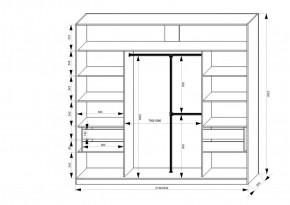 Шкаф-купе 2150 серии NEW CLASSIC K4+K4+K4+B22+PL4(по 2 ящика лев/прав+F обр.штанга) профиль «Капучино» в Соликамске - solikamsk.ok-mebel.com | фото 3