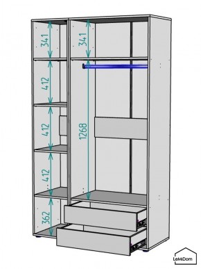 Шкаф Linnea MHR-3-2 2050х1200х510 (Графит-М 11.1.25) в Соликамске - solikamsk.ok-mebel.com | фото 3