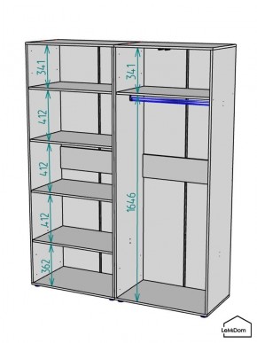 Шкаф Linnea MHR-4-1 2050х1600х510 (Графит-М 11.1.25) в Соликамске - solikamsk.ok-mebel.com | фото 3