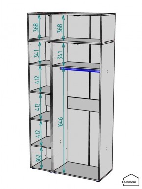 Шкаф с антресолью Linnea MHR-3A-1 2450х1200х510 (Графит-М 11.1.25) в Соликамске - solikamsk.ok-mebel.com | фото 3