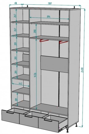 Шкаф с зеркалом Лофт H99_M в Соликамске - solikamsk.ok-mebel.com | фото 2