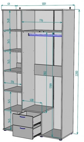 Шкаф с зеркалом Ольга H54_M в Соликамске - solikamsk.ok-mebel.com | фото 2