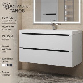 Тумба под раковину Uperwood Tanos 100 см, подвесная, белая/графит в Соликамске - solikamsk.ok-mebel.com | фото 3