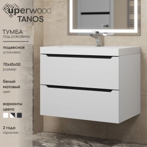 Тумба под раковину Uperwood Tanos 70 см, подвесная, белая/графит в Соликамске - solikamsk.ok-mebel.com | фото 3