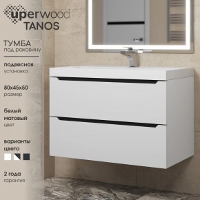 Тумба под раковину Uperwood Tanos 80 см, подвесная, белая/графит в Соликамске - solikamsk.ok-mebel.com | фото 3