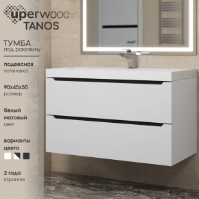 Тумба под раковину Uperwood Tanos 90 см, подвесная, белая/графит в Соликамске - solikamsk.ok-mebel.com | фото 3